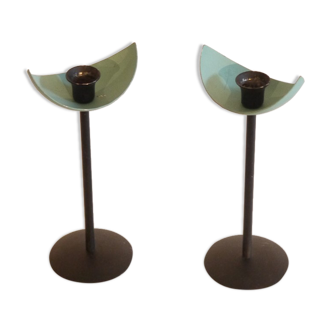 Pair of vintage Scandinavian candle holders 1970