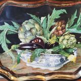 Vintage painted metal tray, still life