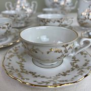 Antique coffee service in fine gilded porcelain – for 6 people – Vintage