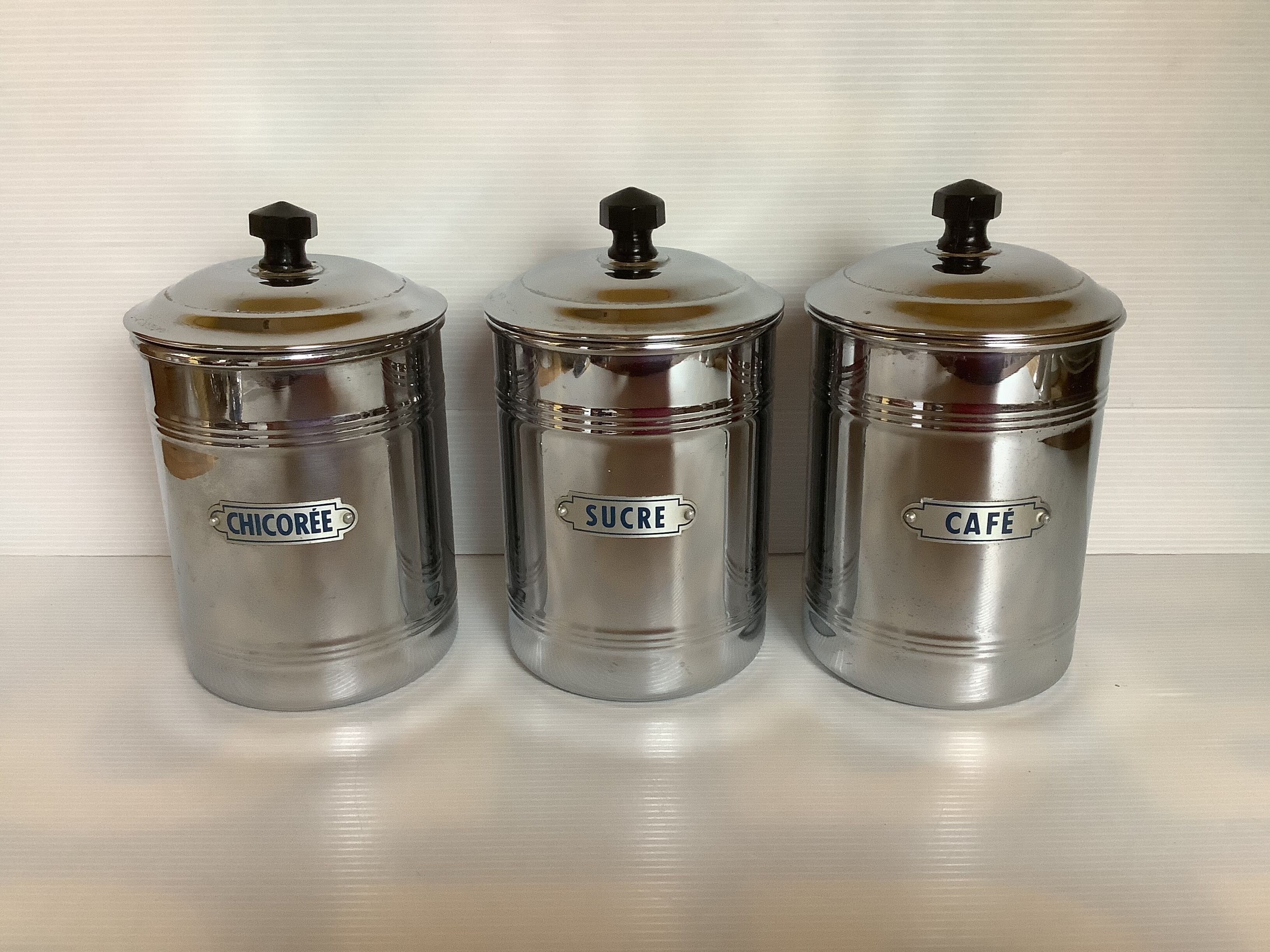 3 old metal chrome coffee coffee chicory sugar