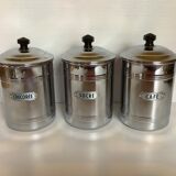 3 old metal chrome coffee coffee chicory sugar
