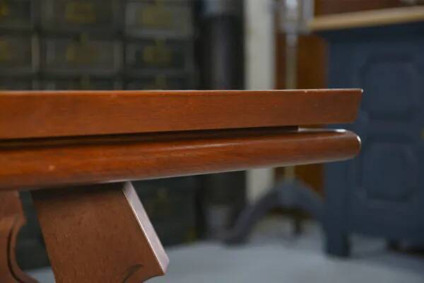 Rustic oak table with ceramic inlays by a student of Joseph Savina 1950s