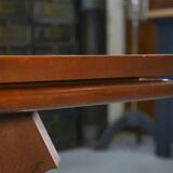 Rustic oak table with ceramic inlays by a student of Joseph Savina 1950s