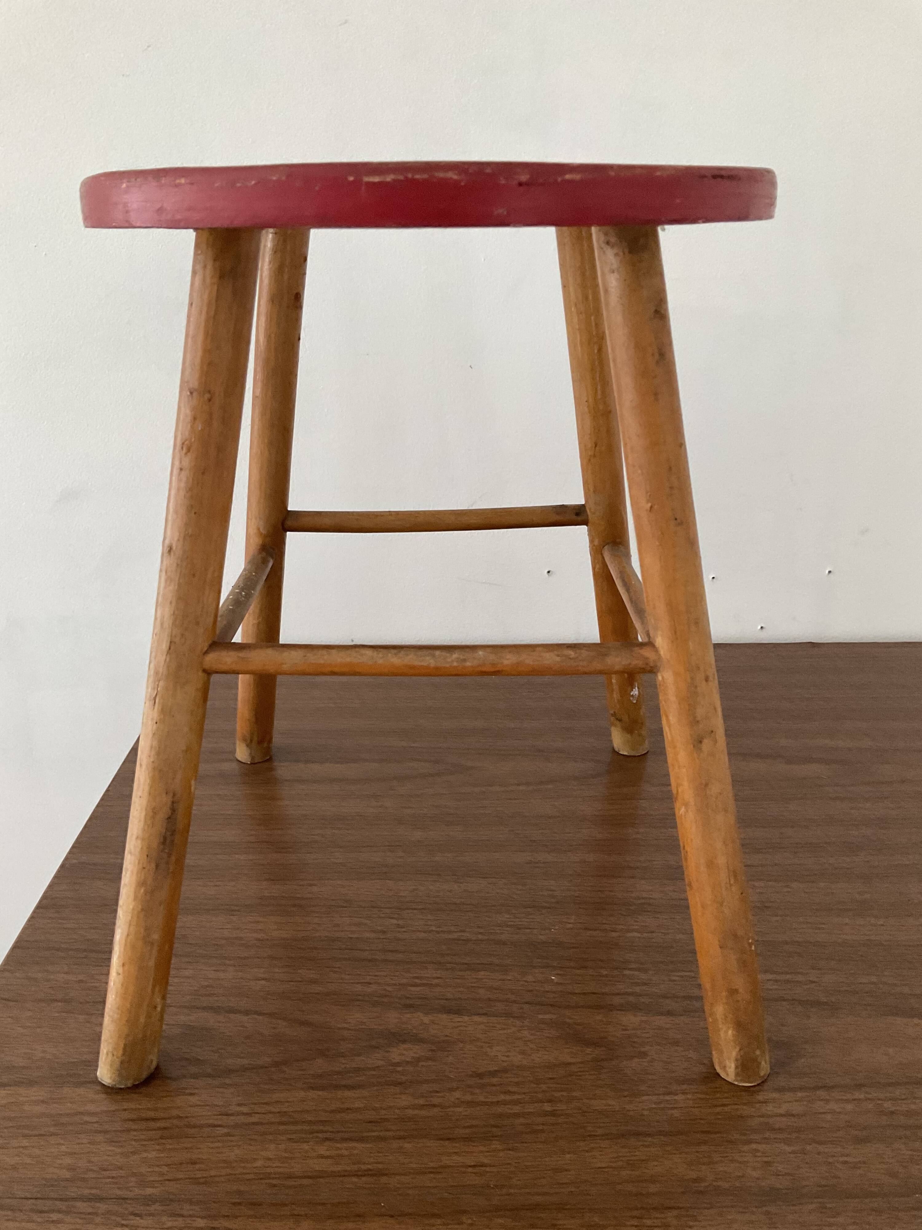 Vintage wooden stool from the 50s
