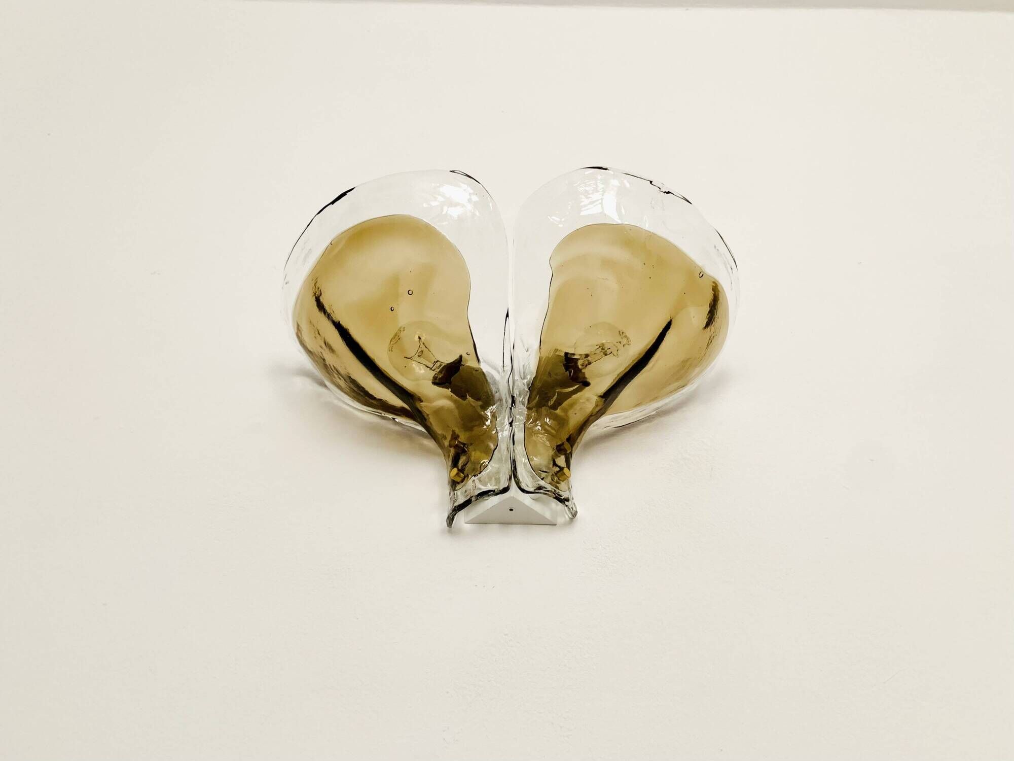 Set of 2 Smoked Glass Wall Lamps by J.T. Kalmar