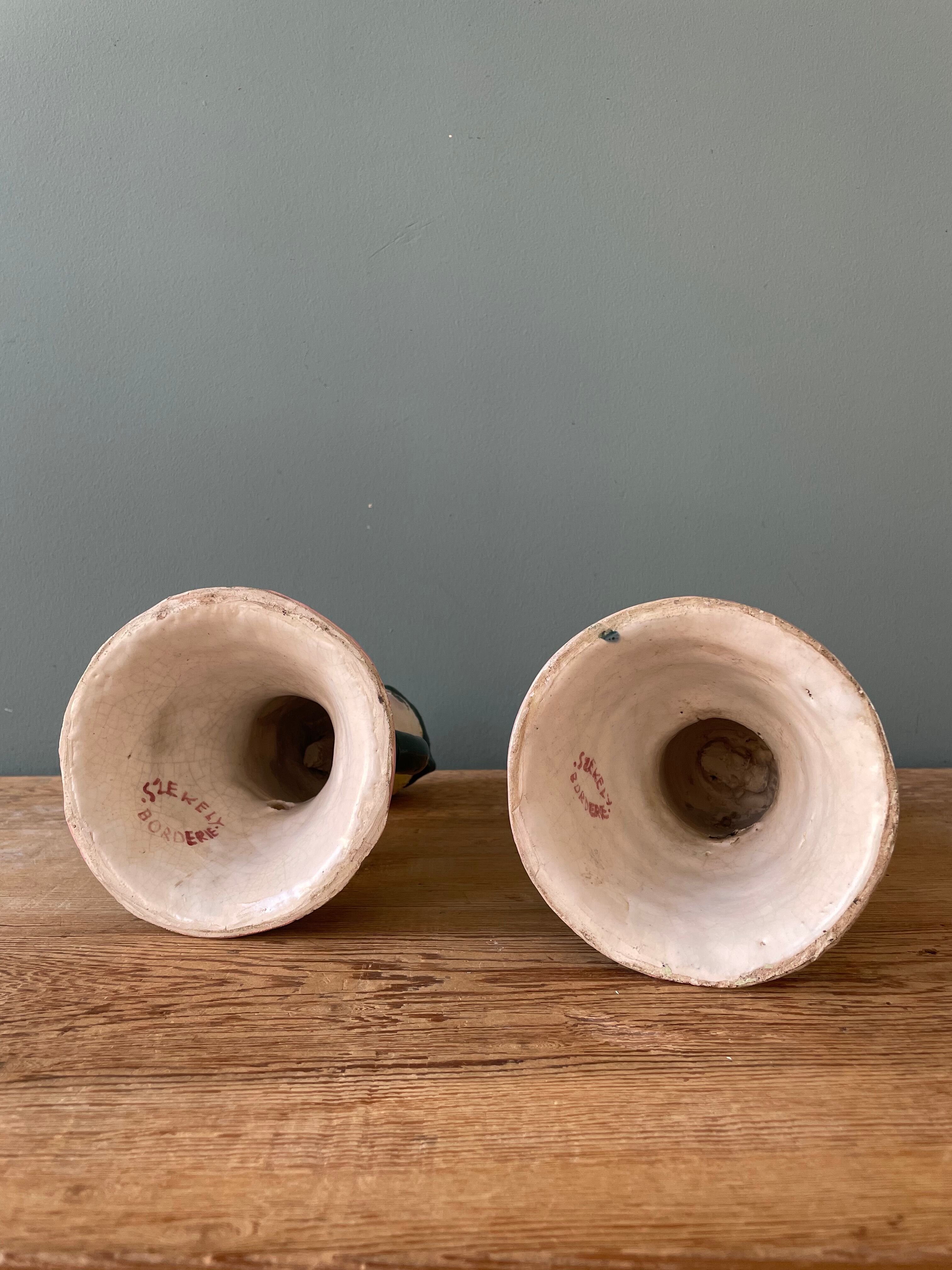 Pair of earthenware sconces signed Borderie - Szekely