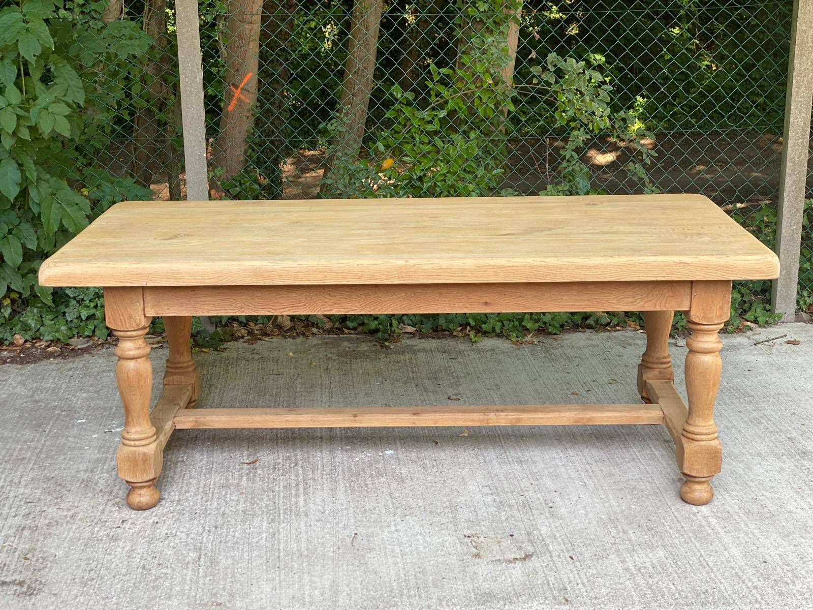 Renovated farmhouse dining table in solid oak, 20th century, 200cm