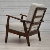 1960s, Danish armchair, refurbished, quality white/grey furniture fabric.