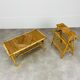 Table basse rotin années 60 et porte revue bambou