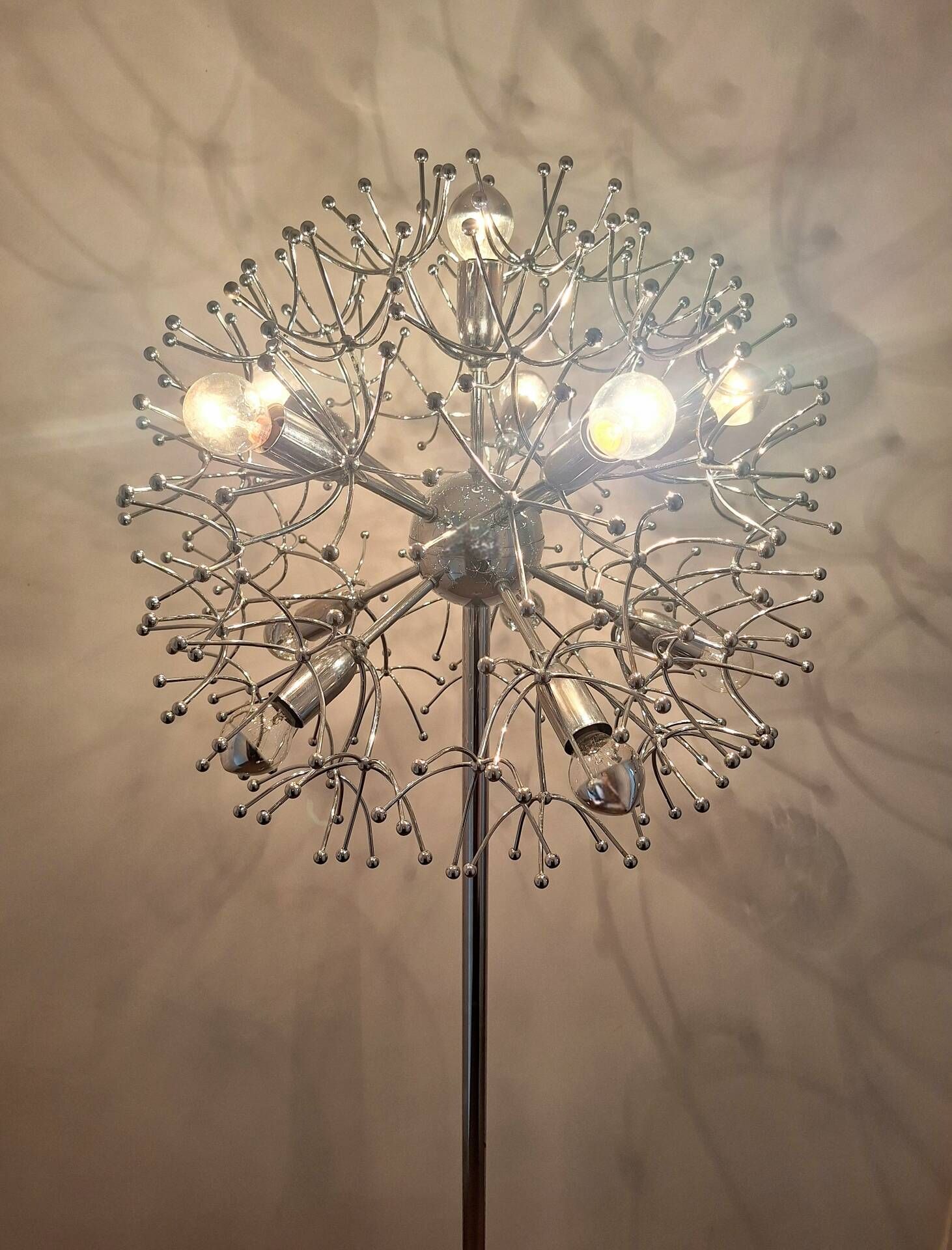 Sputnik floor lamp "Dandelion" designed by Gaetano Sciolari, lighting fixture vi