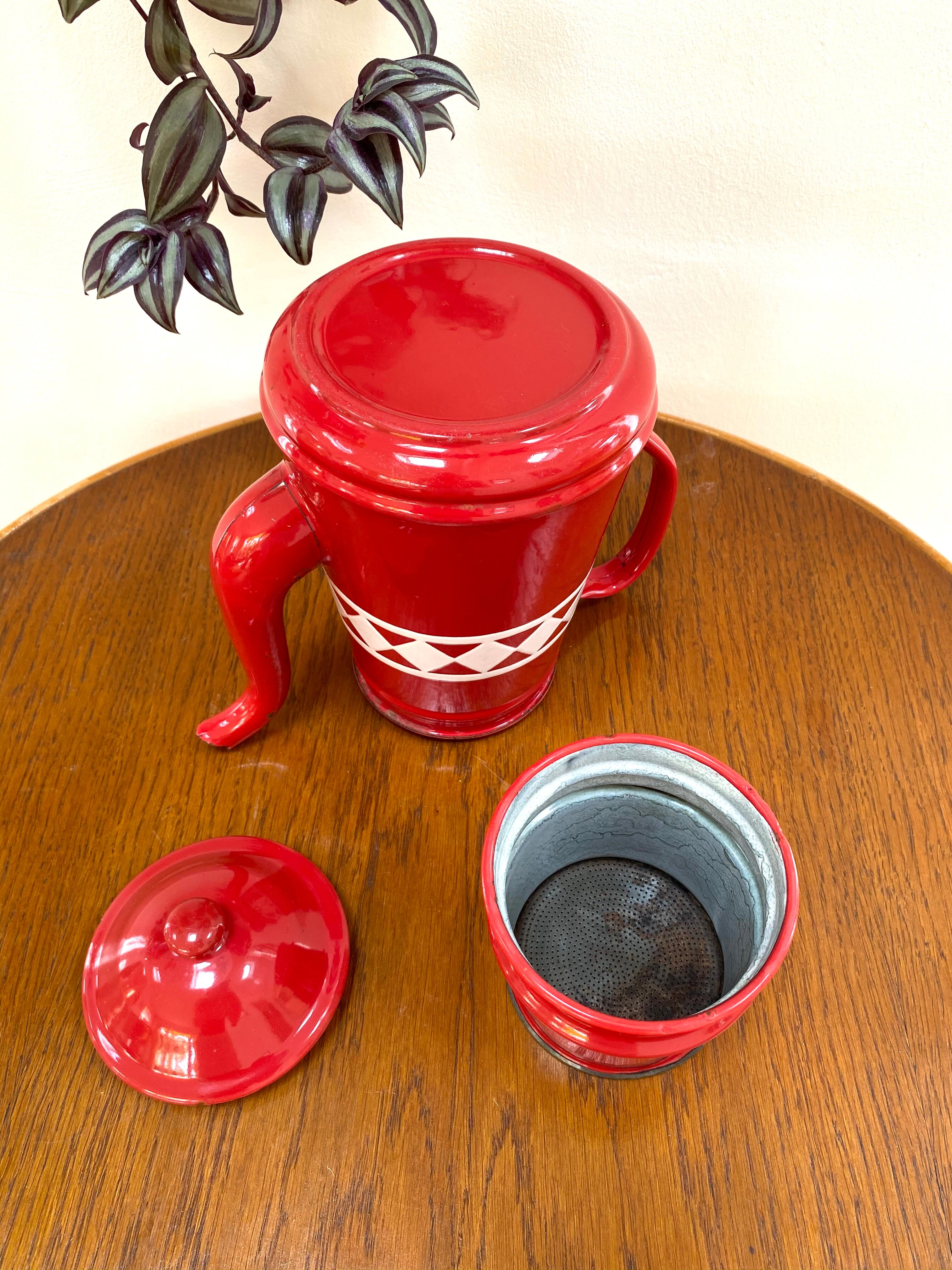 Old enamelled coffee maker from the 60s