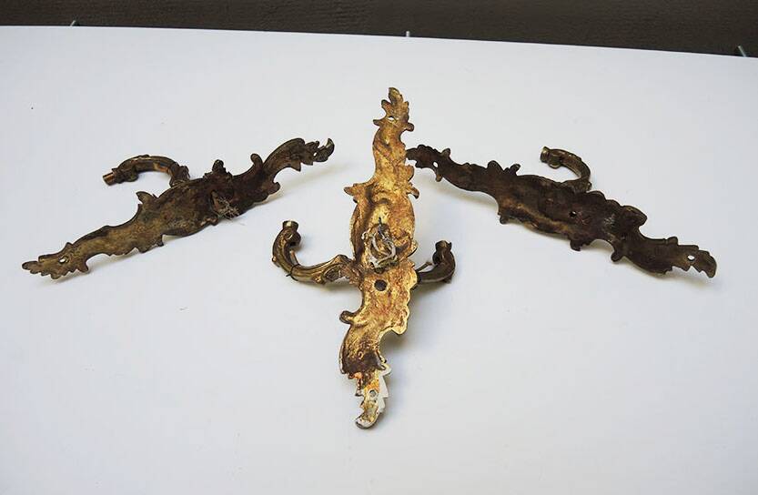 3 Old Louis XV Style Sconces in Brass