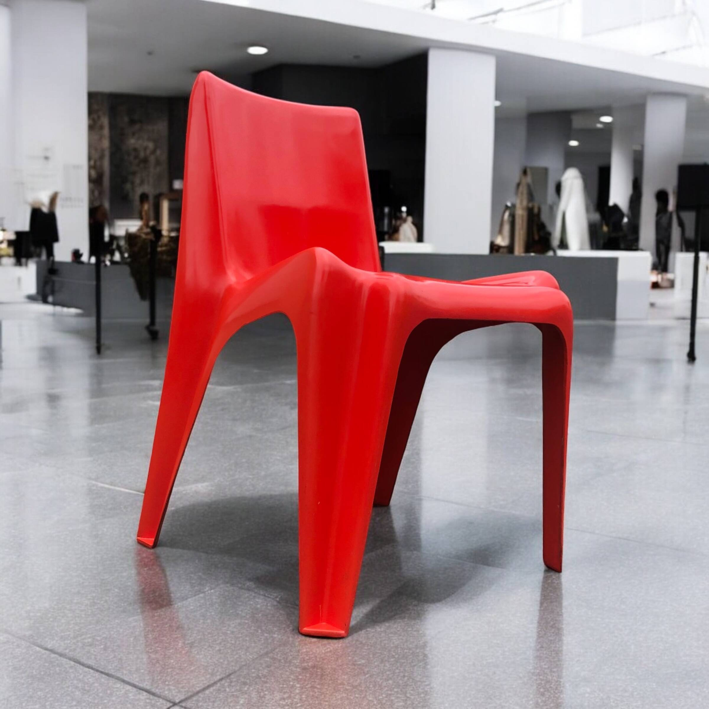 Space Age Bofinger BA1171 RED stackable fiberglass chair by Helmut Baetzner
