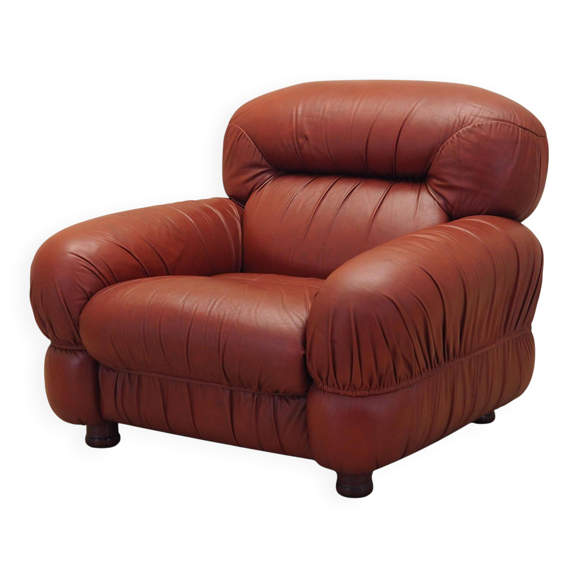 Burgundy armchair, Italian design, 1970s, production: Italy