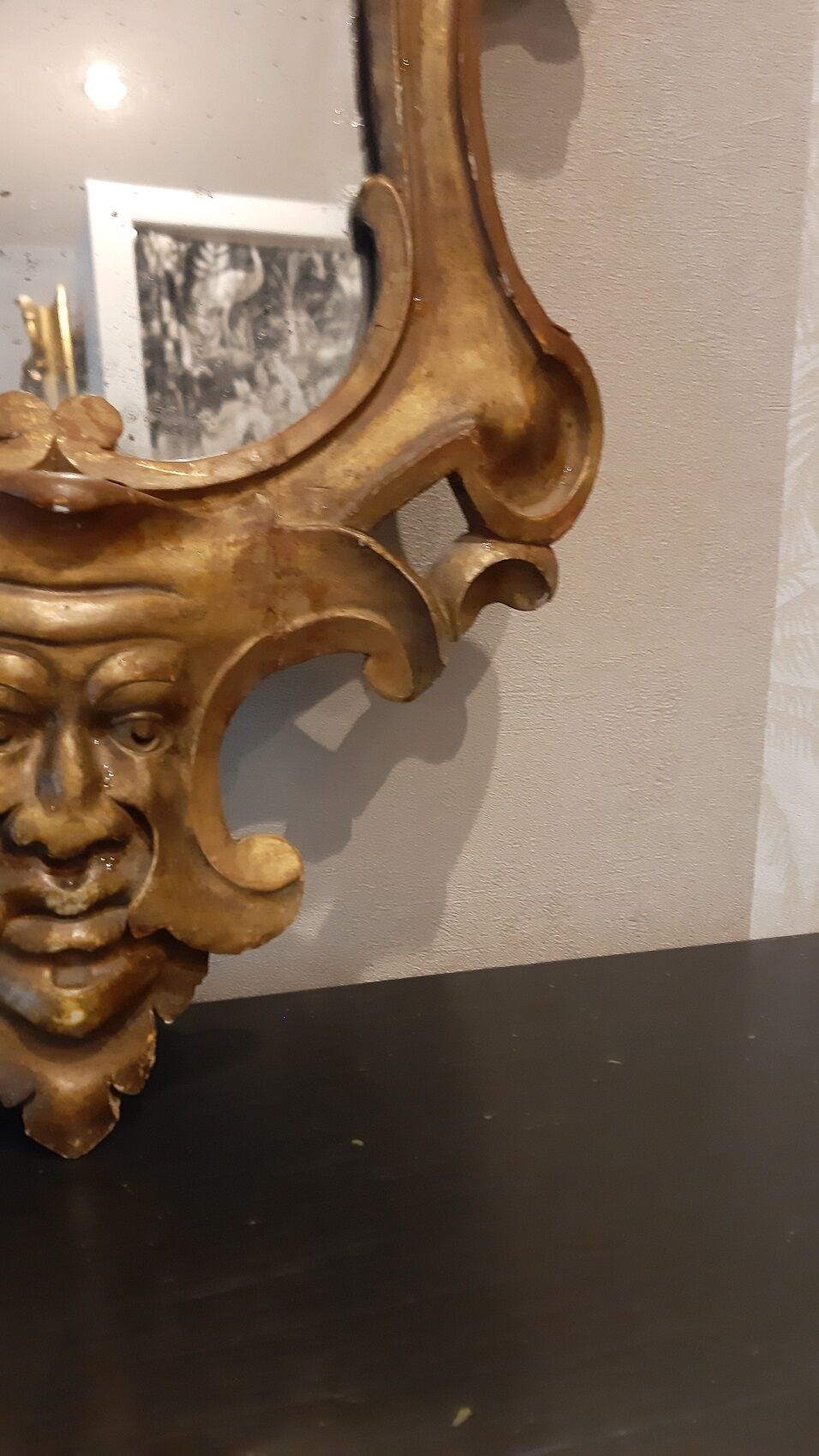 Golden wood mirror 60 x 30 cm