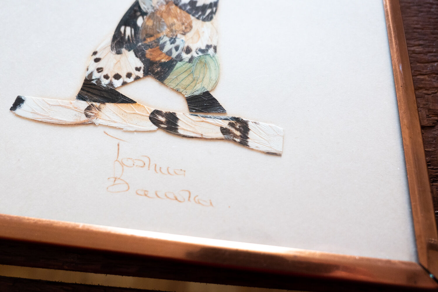 African painting in marquetry of butterfly wings