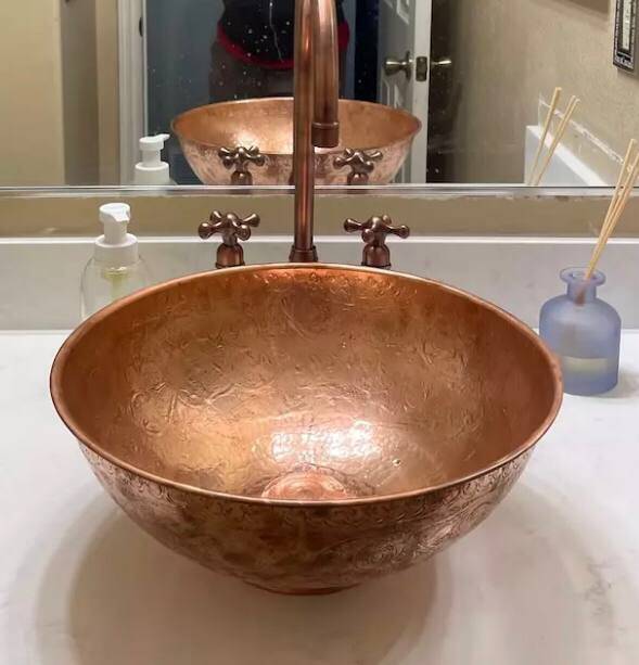 Antique Copper Vessel Sink Bathroom, Moroccan Handmade Sink