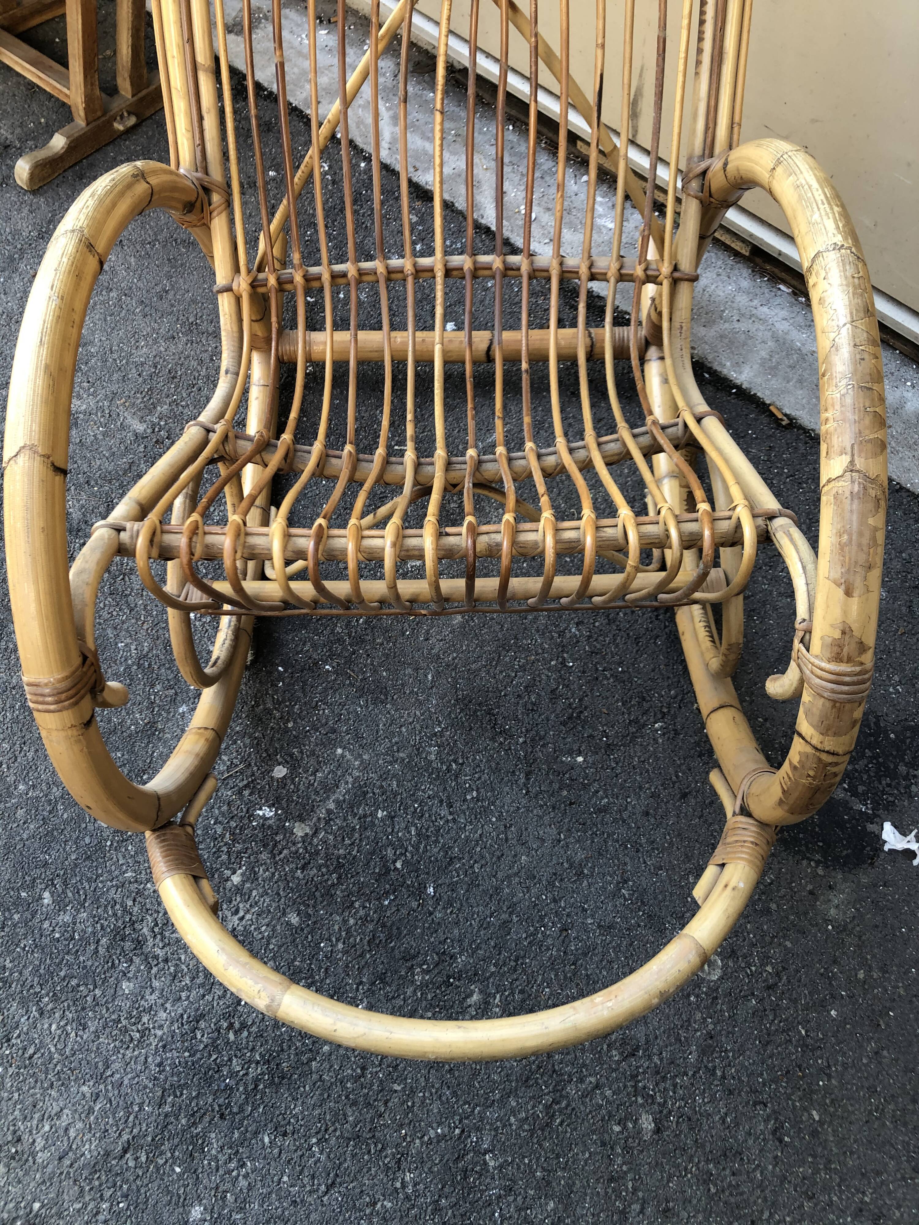 1960s rattan rocking-chair