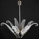 Extraordinary Large Transparent Murano Glass Leaves Chandelier by Franco Lu