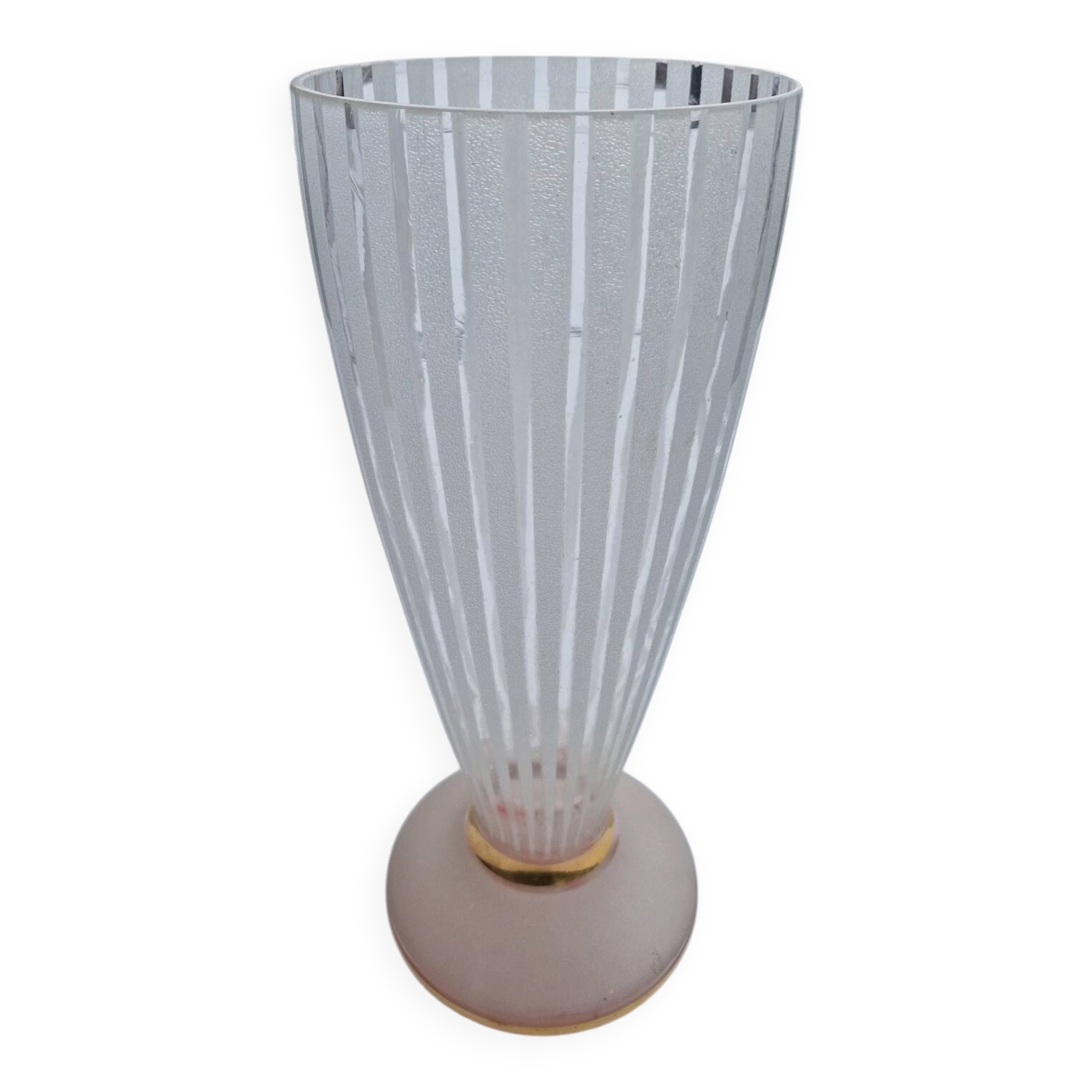 Vase verre dépoli vintage 1960 à liseré doré