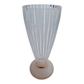 Vintage 1960 frosted glass vase with a gold rim.