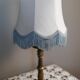 Table lamp bronze foot lampshade pagoda white and blue 50s