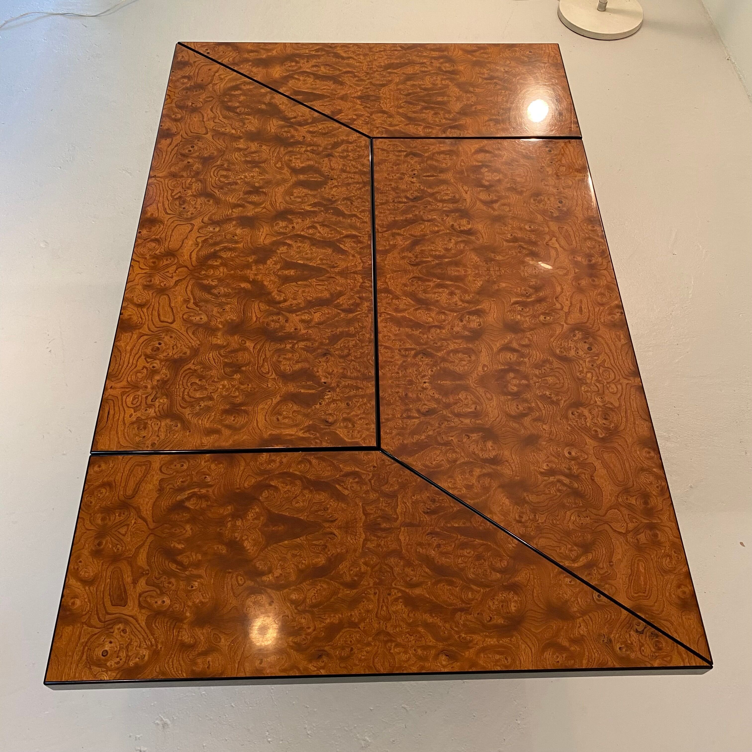 Coffee bar table in elm magnifying glass by Paul Michel, 1970