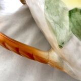 Antique barbotine pitcher with fruit decoration