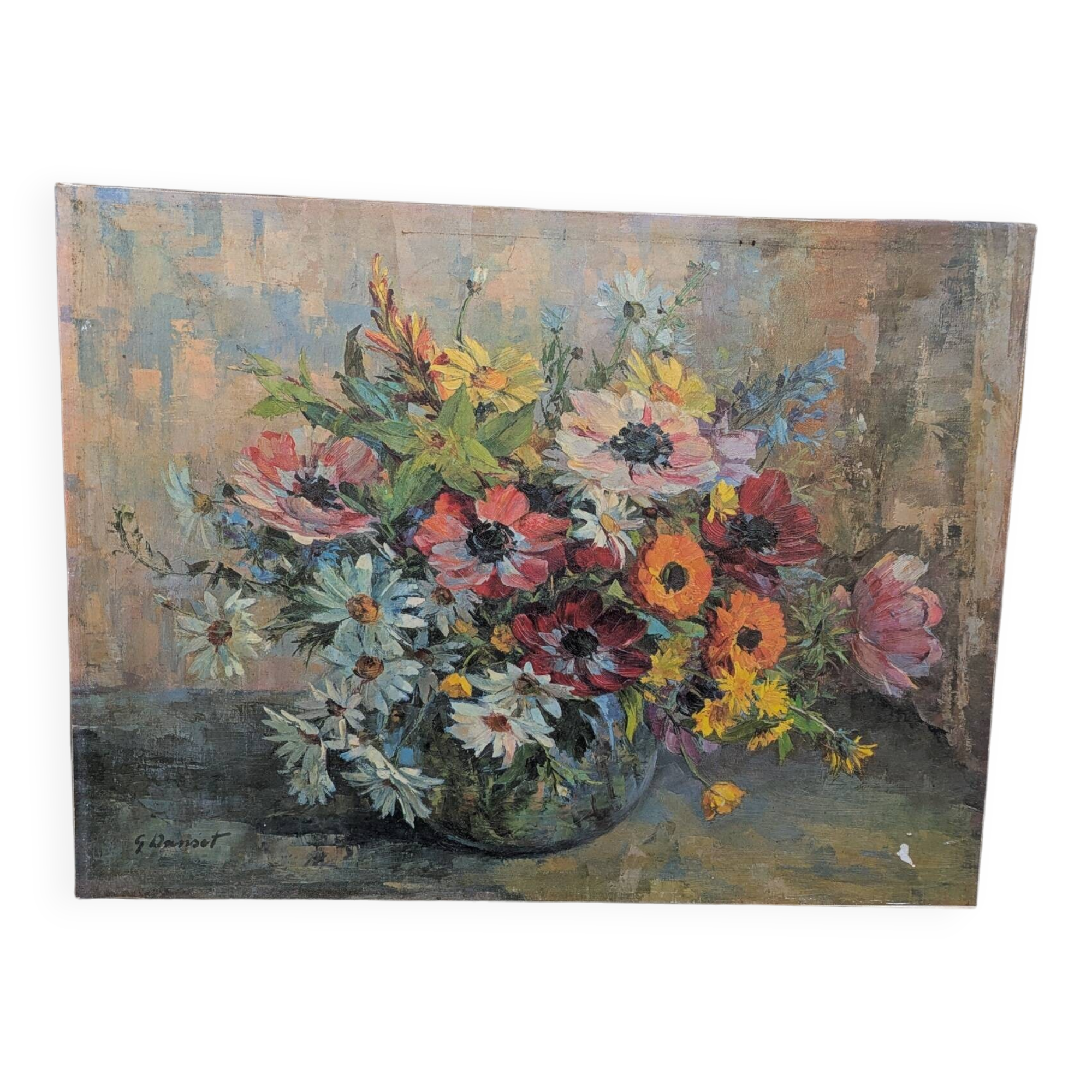 Tableau, bouquet de fleurs, huile sur toile