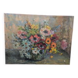 Tableau, bouquet de fleurs, huile sur toile