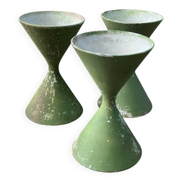 3 pots de fleurs Diabolo de Willy Guhl pour Eternit