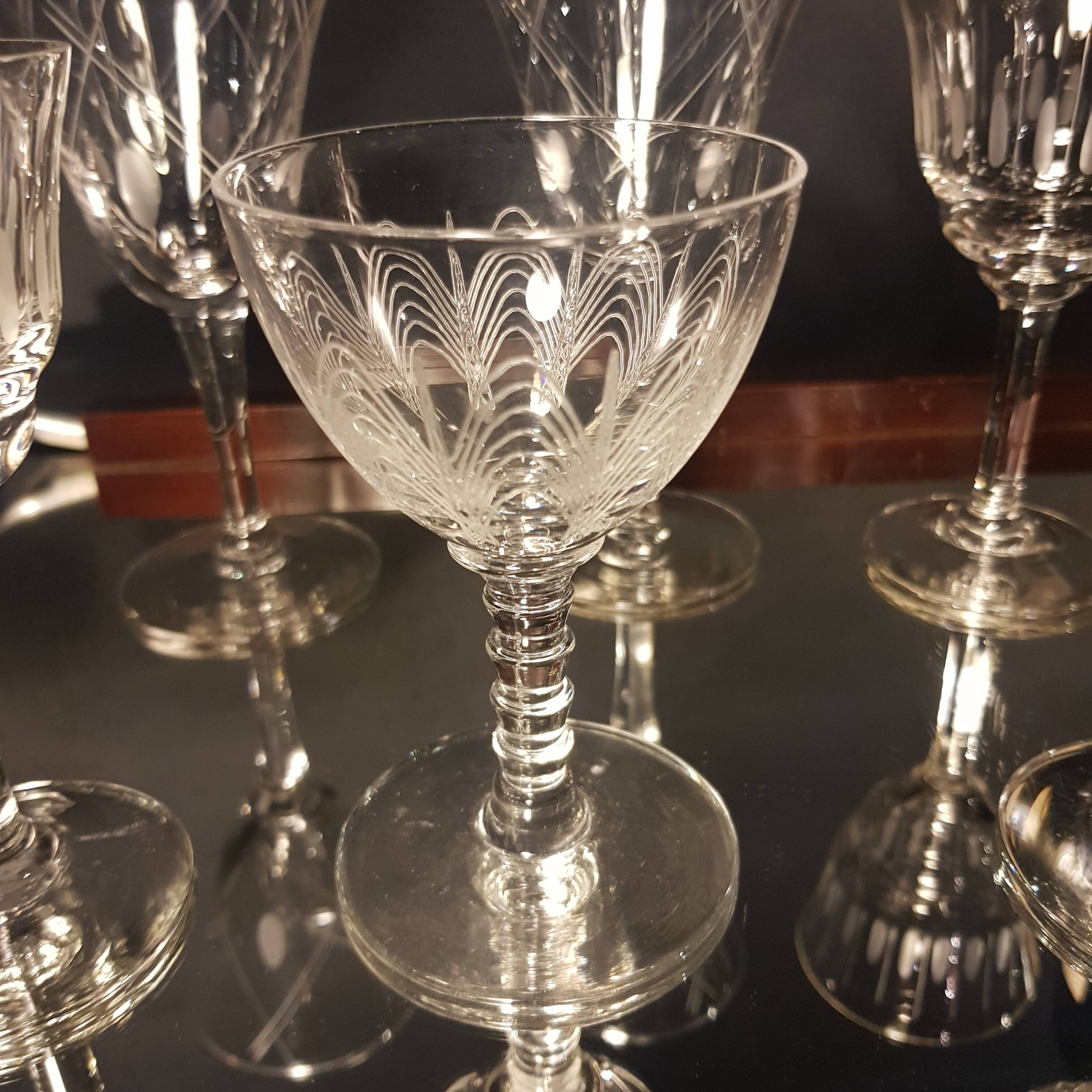 6 chiseled port glasses