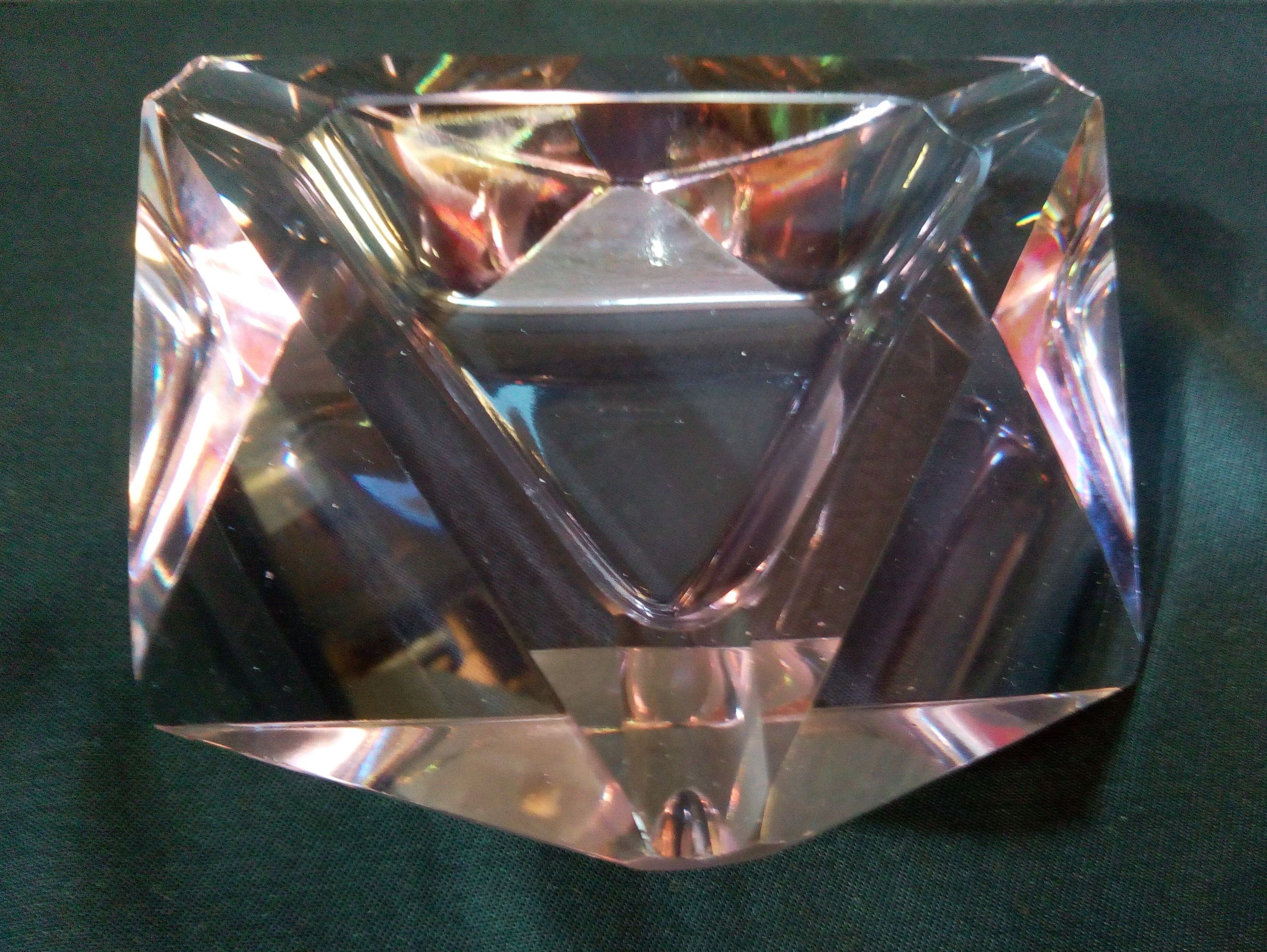Murano glass multi-faceted ashtray, light purple colour
