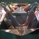 Murano glass multi-faceted ashtray, light purple colour