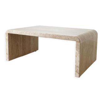 Travertine sofa end side table