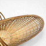 XXL - Oblong wicker basket with vintage handles 60s wicker boat basket