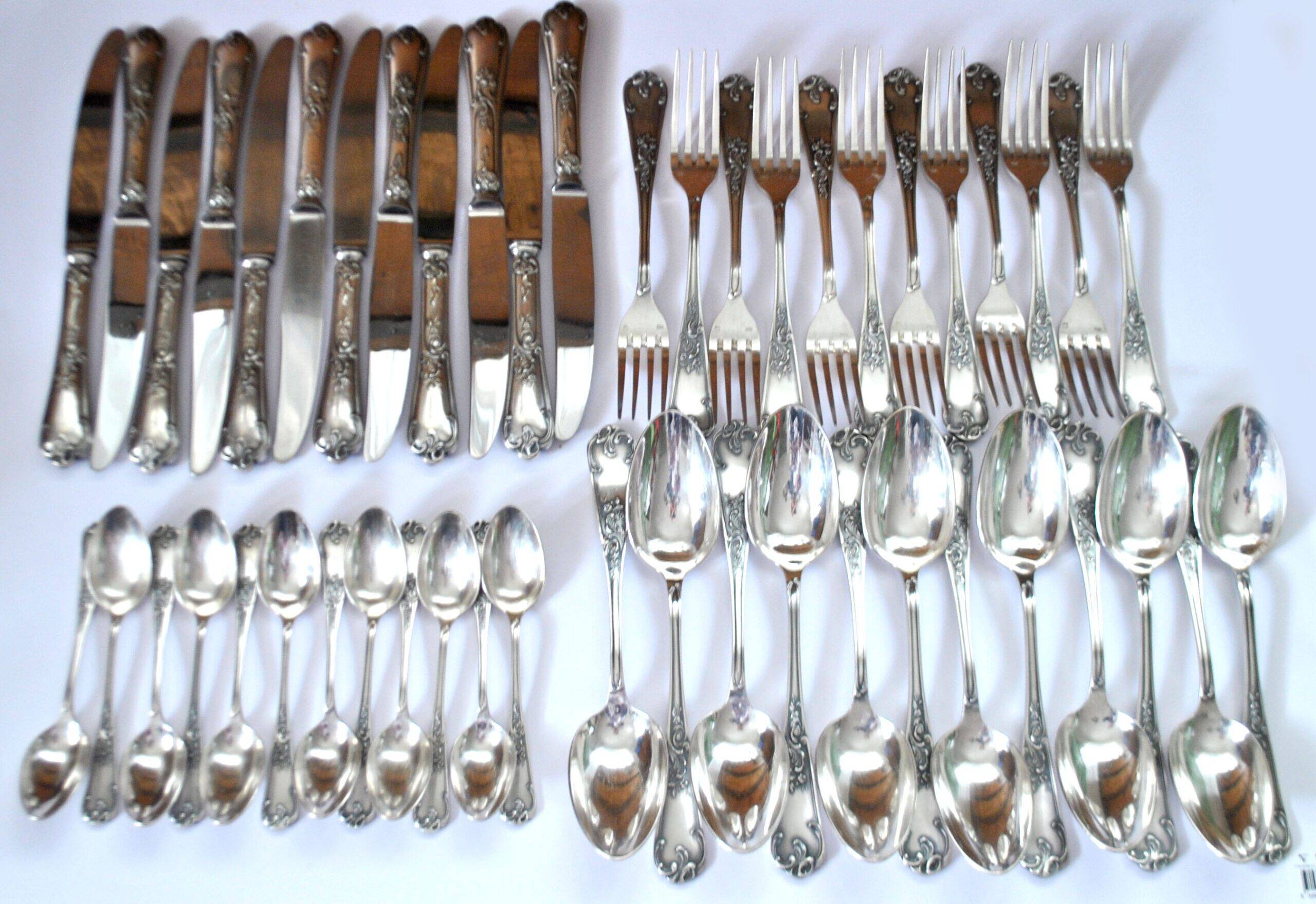 Deetjen cutlery set 48 silver-plated Louis XV rocaille table cutlery no. 25 Marly