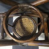 Authentic vintage wicker rattan plant stand planter.