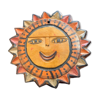 Polychrome wooden wall sun 1960s