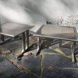 Vintage smoked glass and brushed chrome table 1960