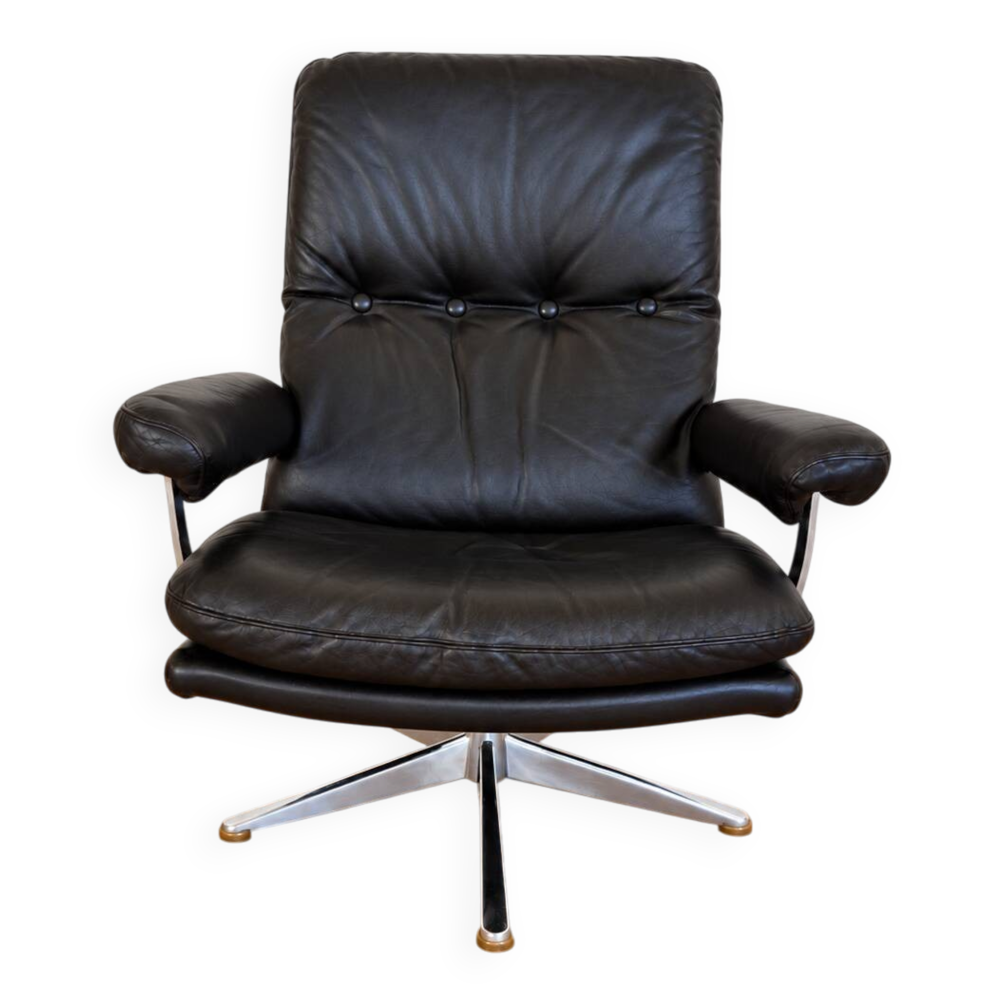 Vintage Danish mid-century Werner Langenfeld leather lounge chair 1970s