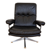 Vintage Danish mid-century Werner Langenfeld leather lounge chair 1970s