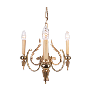 lustre Sciolari plaqué or 3 bras d’italie des années 1960