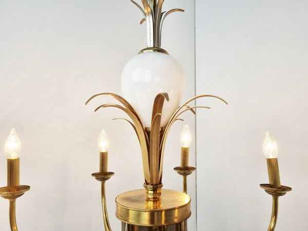 Lustre en laiton et ananas chromé, années 1970