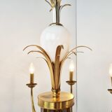 Lustre en laiton et ananas chromé, années 1970