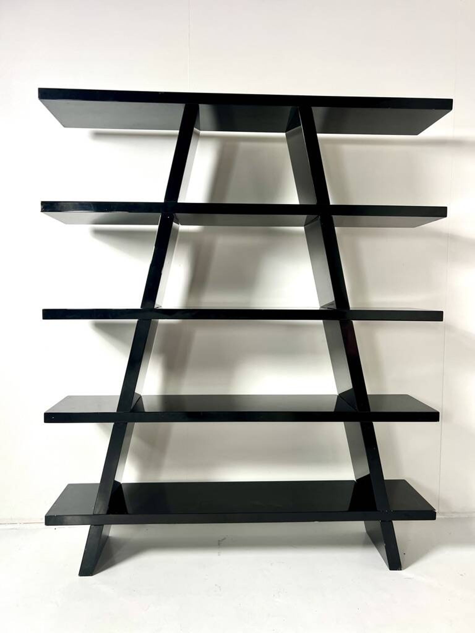 Bookshelf, Black Lacquered, Italy, 1980s