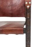 “Safari” armchair in wood and cognac leather. 1960s/70s.