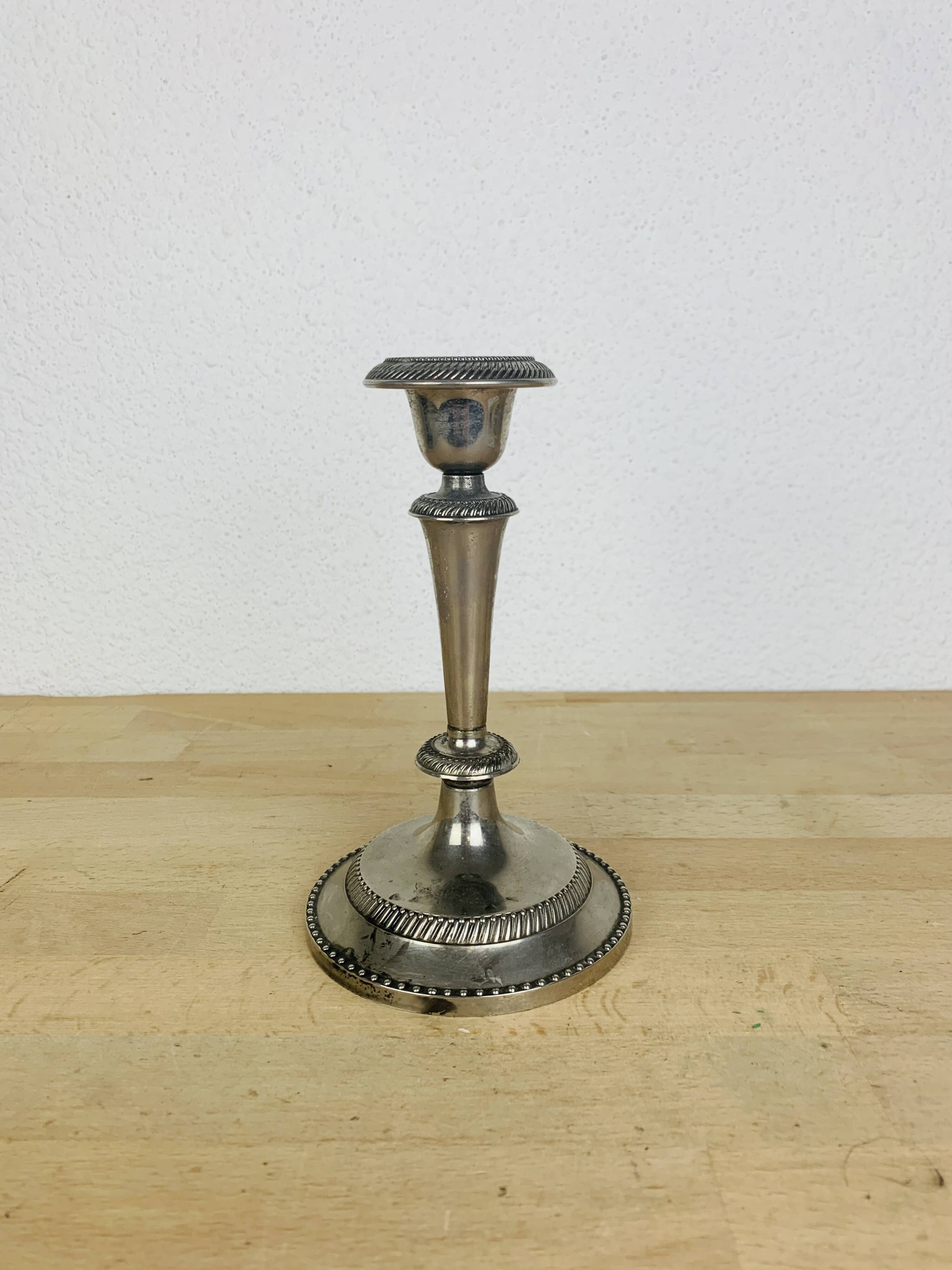 Vintage silver metal candle holder