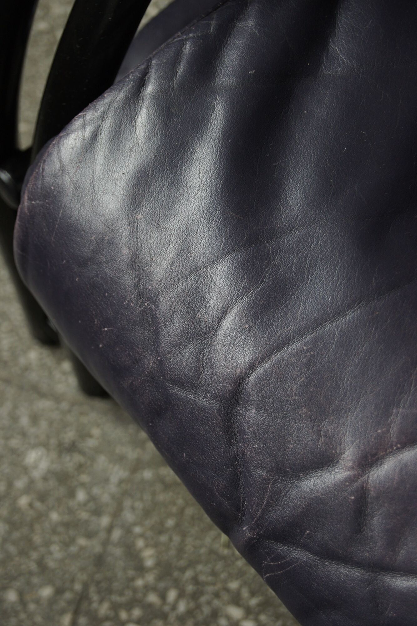 Vintage postmodern leather Italian Memphis lounge armchair