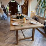 Solid wood farmhouse table with 2 extensions